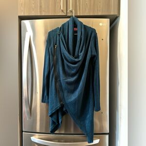 Metal Rooster (Camden) Cowl Neck Asymmetric Zipper Top - Teal